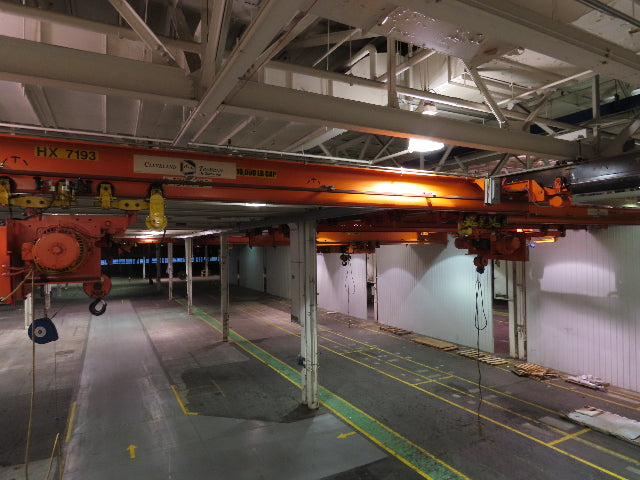 Cleveland Tramrail P&H 5 Ton Single Girder Underhung Bridge Crane 34' 10" Span