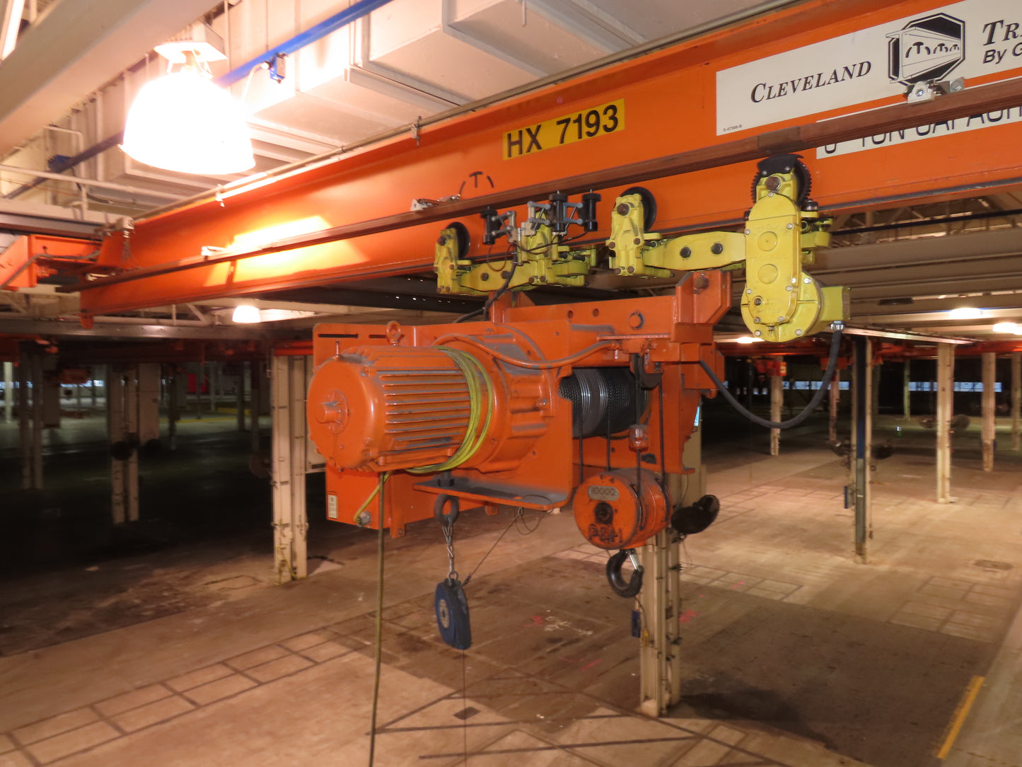 Cleveland Tramrail P&H 5 Ton Single Girder Underhung Bridge Crane 34' 10" Span