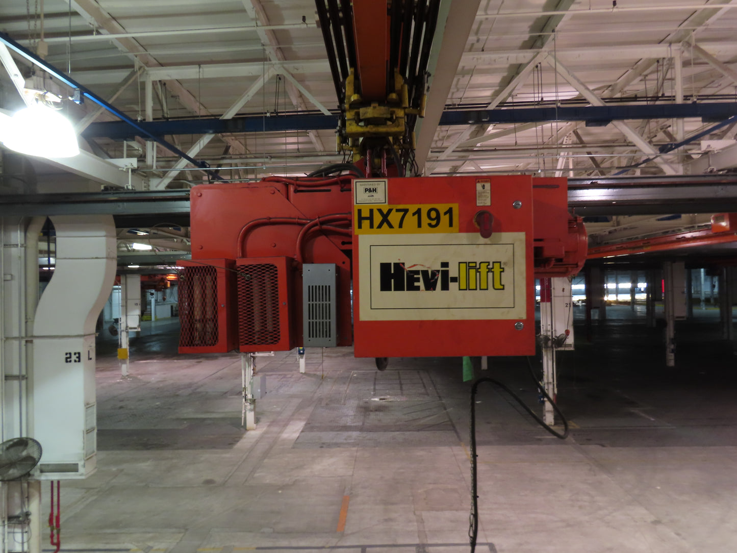 Cleveland Tramrail P&H 5 Ton Single Girder Underhung Bridge Crane 34' 10" Span