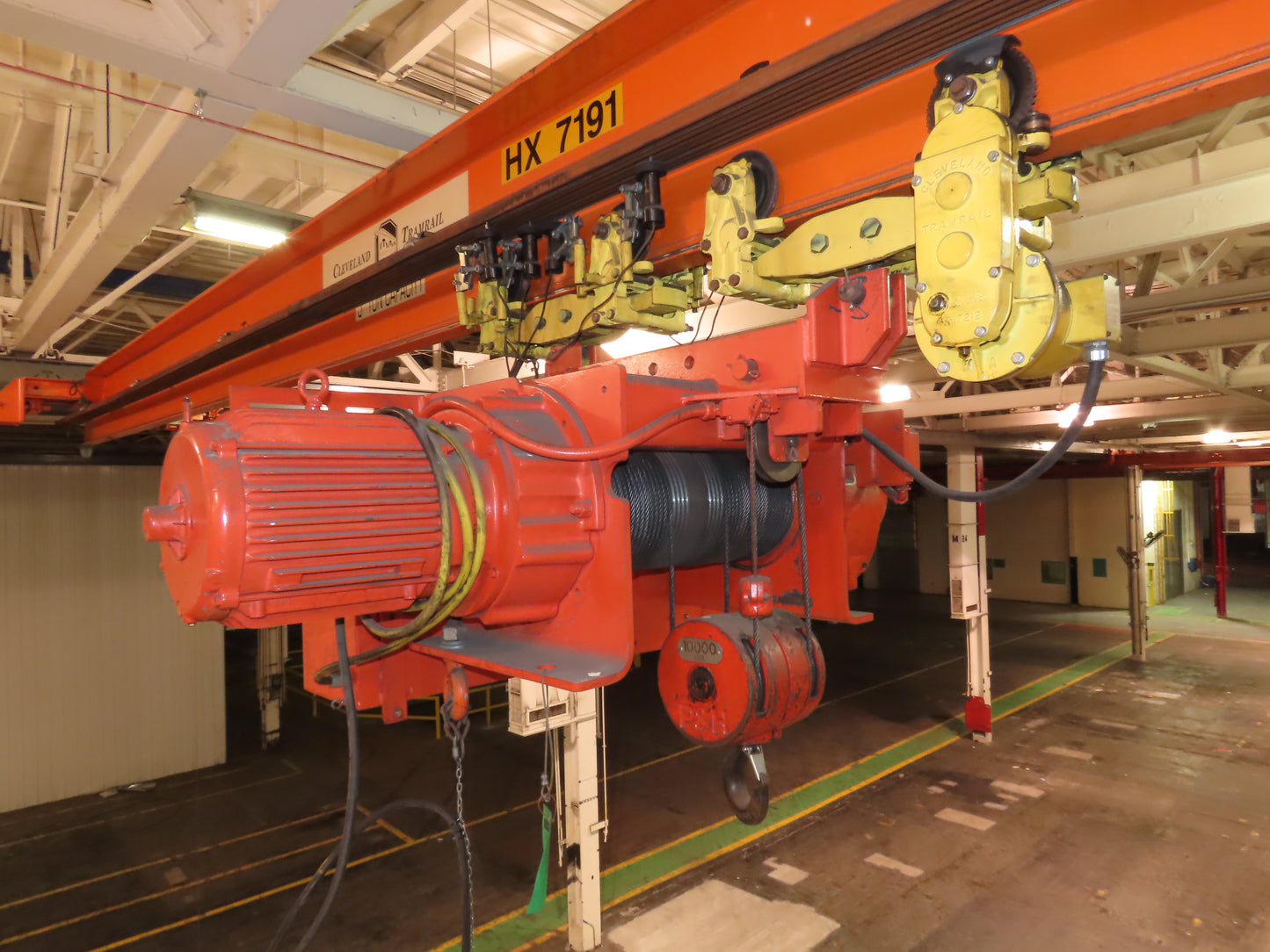 Cleveland Tramrail P&H 5 Ton Single Girder Underhung Bridge Crane 34' 10" Span