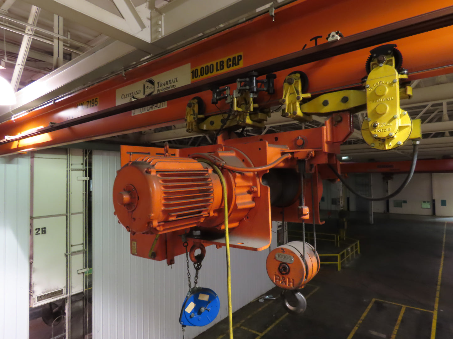Cleveland Tramrail P&H 5 Ton Single Girder Underhung Bridge Crane 35' 10" Span