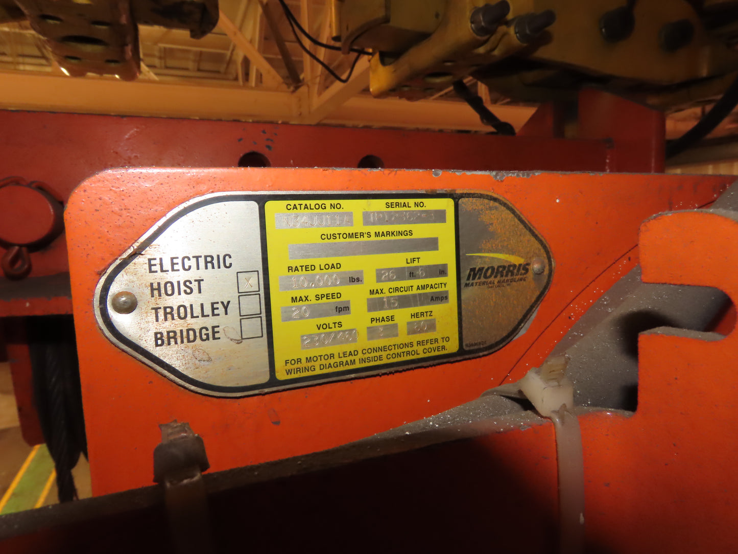 Cleveland Tramrail P&H 5 Ton Single Girder Underhung Bridge Crane 35' 10" Span