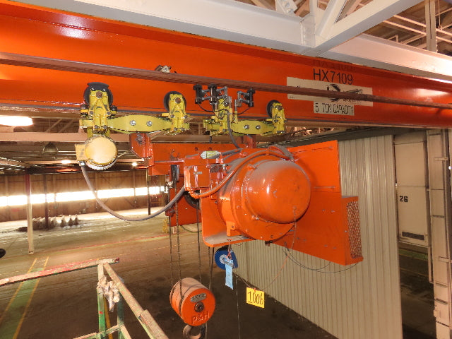 Cleveland Tramrail P&H 5 Ton Single Girder Underhung Bridge Crane 35' 10" Span