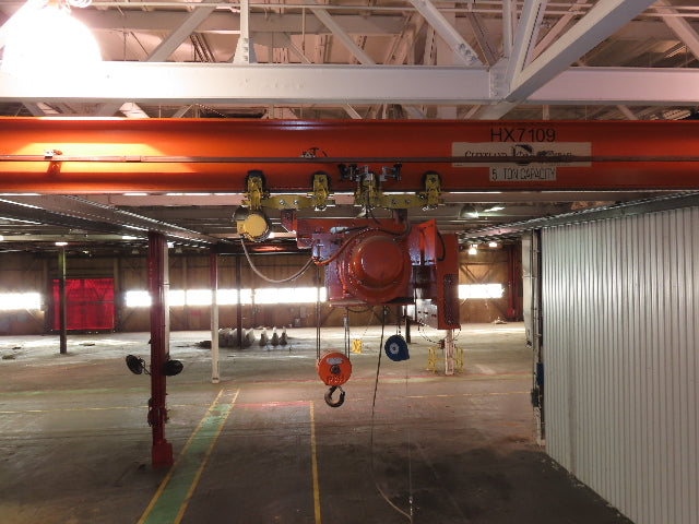 Cleveland Tramrail P&H 5 Ton Single Girder Underhung Bridge Crane 35' 10" Span
