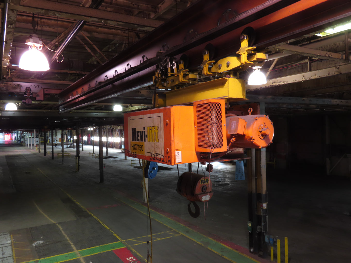 Cleveland Tramrail P&H 4 Ton Single Girder Underhung Bridge Crane 34' 10" Span