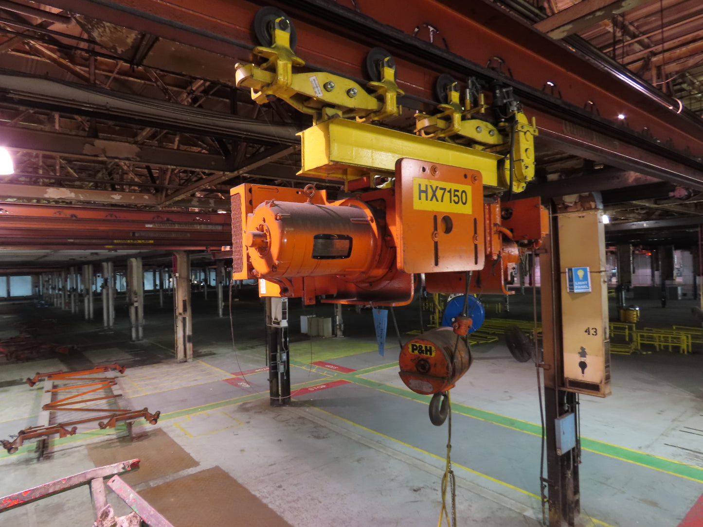 Cleveland Tramrail P&H 4 Ton Single Girder Underhung Bridge Crane 34' 10" Span