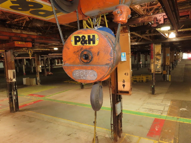 Cleveland Tramrail P&H 4 Ton Single Girder Underhung Bridge Crane 34' 10" Span