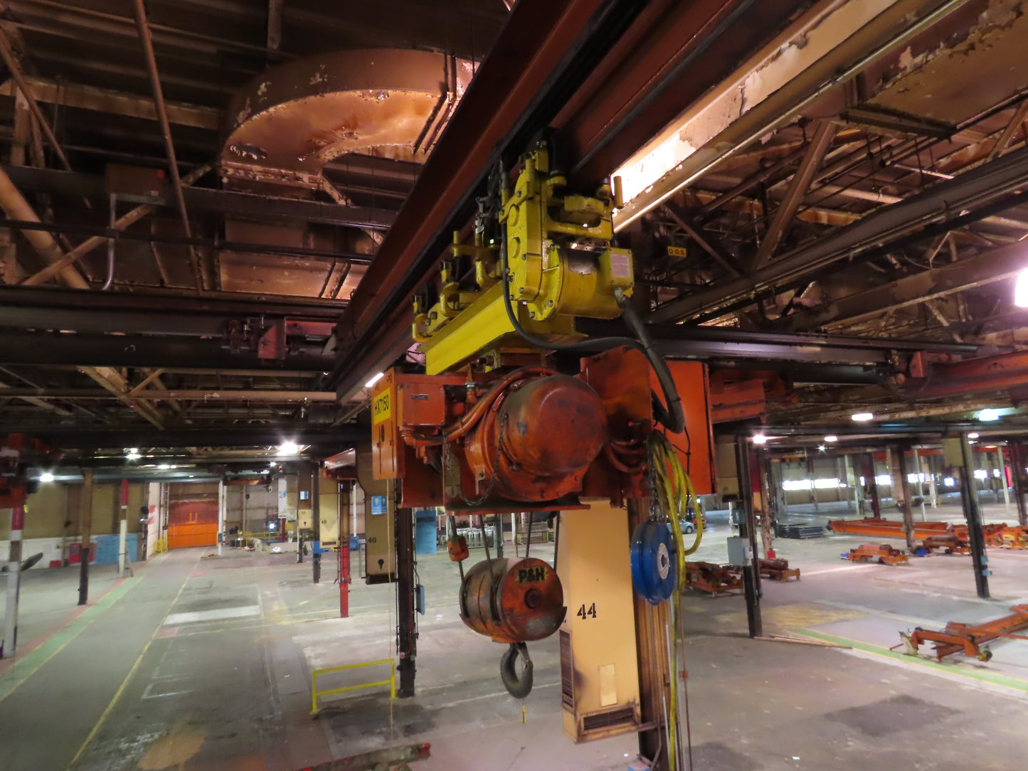 Cleveland Tramrail P&H 4 Ton Single Girder Underhung Bridge Crane 34' 10" Span