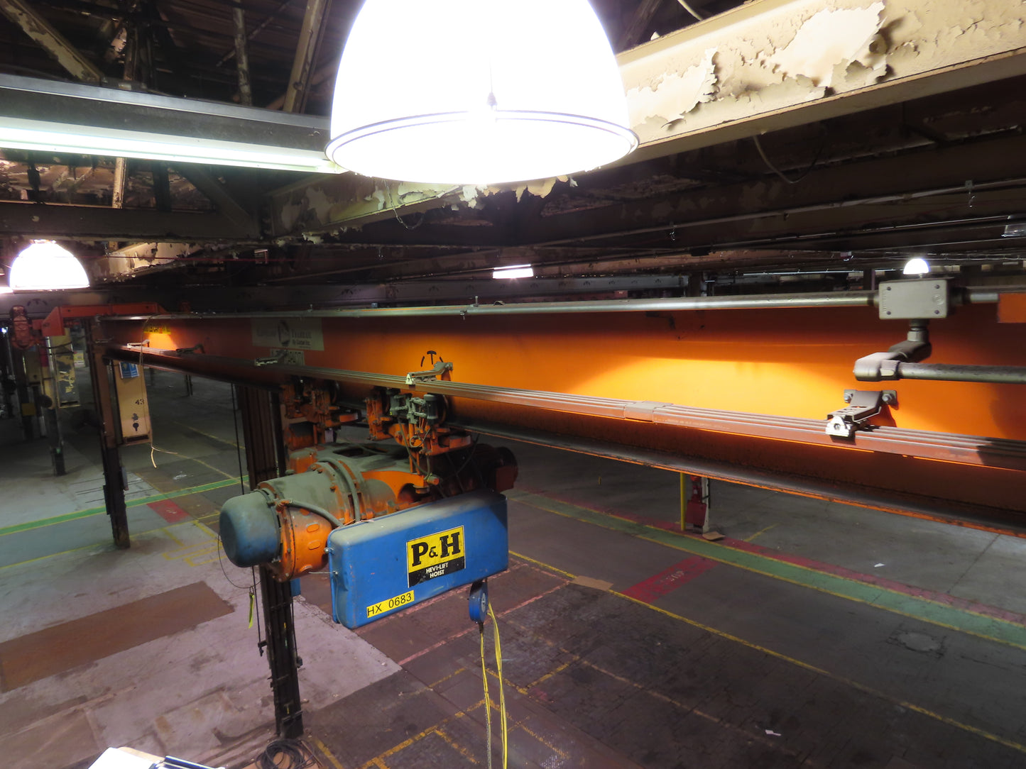 Cleveland Tramrail P&H 4 Ton Single Girder Underhung Bridge Crane 34' 10" Span