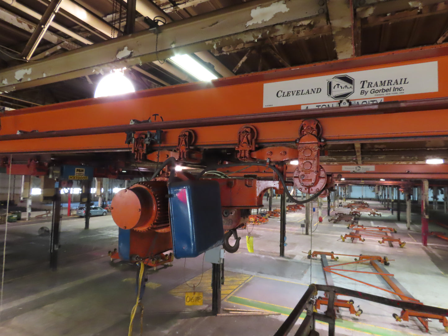 Cleveland Tramrail P&H 4 Ton Single Girder Underhung Bridge Crane 34' 10" Span