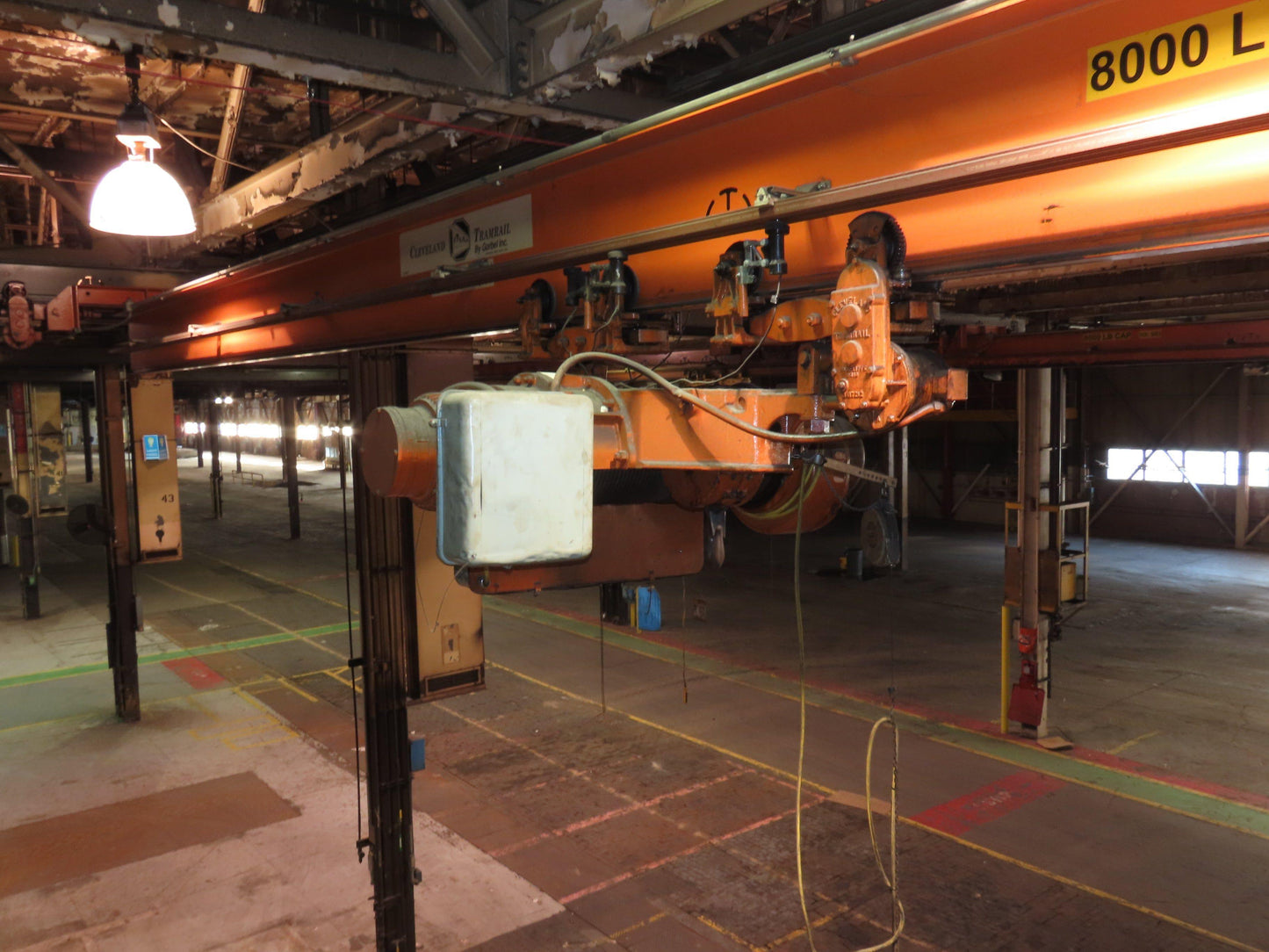 Cleveland Tramrail P&H 4 Ton Single Girder Underhung Bridge Crane 34' 10" Span