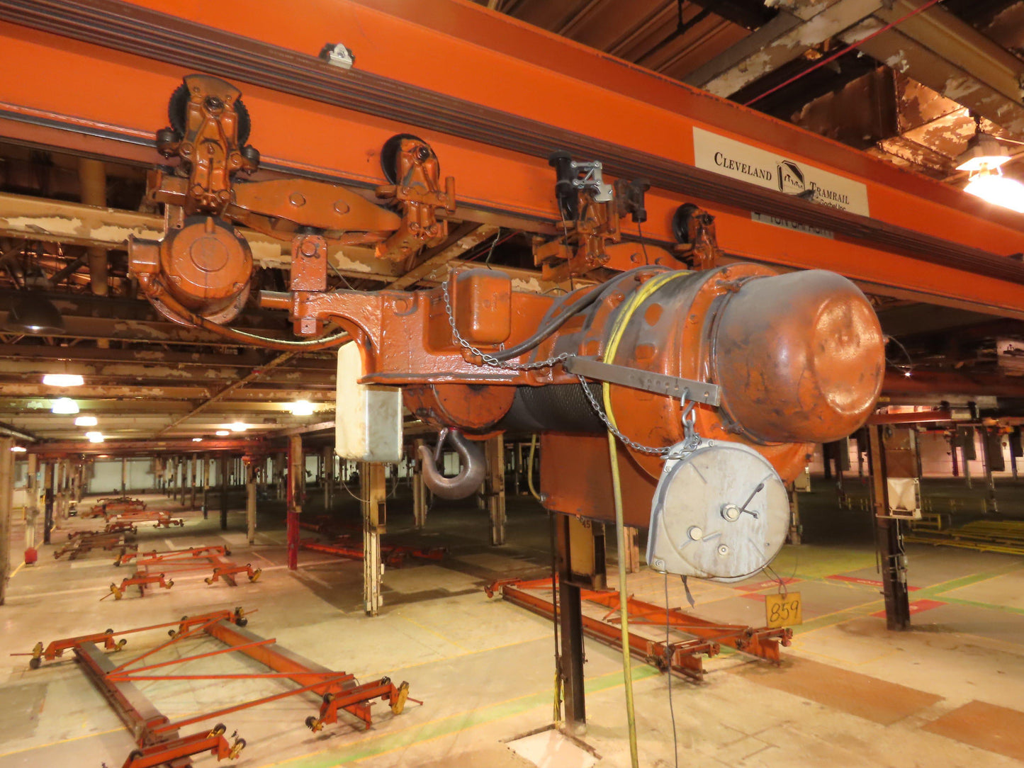 Cleveland Tramrail P&H 4 Ton Single Girder Underhung Bridge Crane 34' 10" Span
