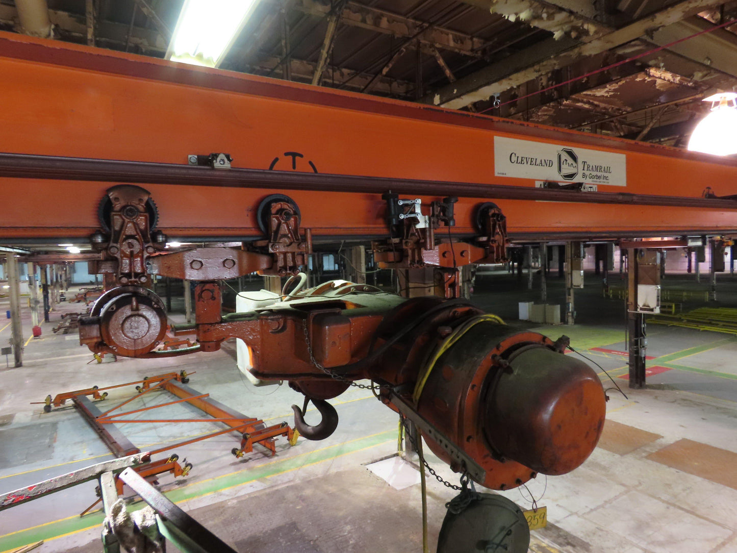 Cleveland Tramrail P&H 4 Ton Single Girder Underhung Bridge Crane 34' 10" Span