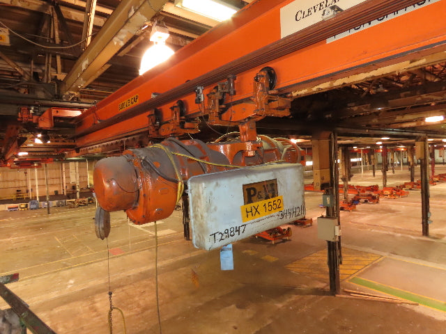 Cleveland Tramrail P&H 4 Ton Single Girder Underhung Bridge Crane 34' 10" Span