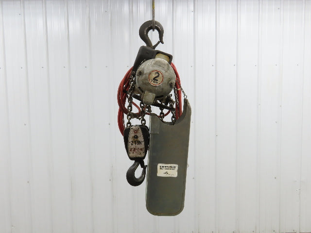 Gardner Denver 2 Ton 4000Lb Pneumatic Air Chain Hoist 11' Lift Hook Mount
