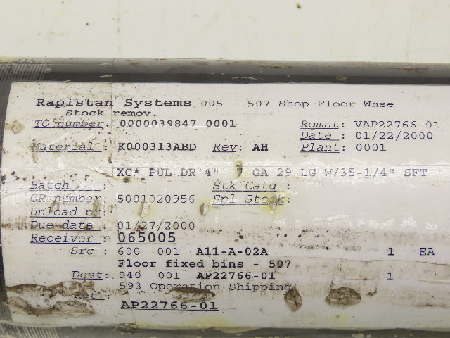 Rapistan K000313ABD Belt Conveyor Steel Drive Pulley 4" Dia 29"W