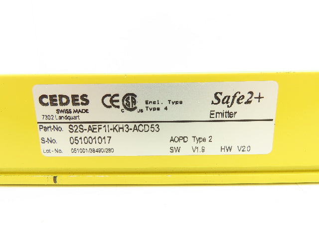 Cedes S2S-AEF1I-KH3-ACD53 Safe2+ Safety Light Curtain Emitter 360mm Long