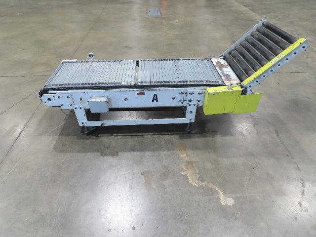 Steel Slat Top Conveyor w/Pneumatic Tilt Roller Bed 460V 3PH Chain Drive