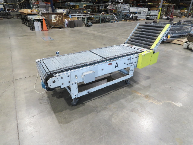 Steel Slat Top Conveyor w/Pneumatic Tilt Roller Bed 460V 3PH Chain Drive