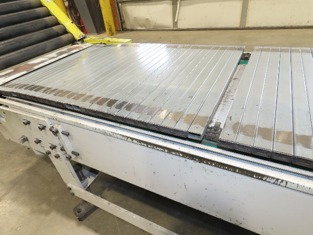 Steel Slat Top Conveyor w/Pneumatic Tilt Roller Bed 460V 3PH Chain Drive