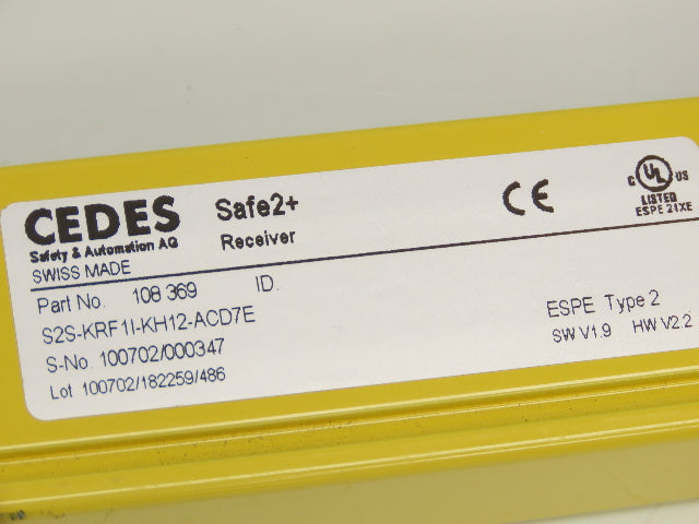 Cedes S2S-ARF1L-KH12-ACD7E Safe2+ Safety Light Curtain Receiver 1500mm Barrier