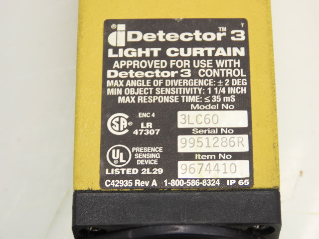 Data Instruments 3LC60 Detector 3 Safety Light Curtain Receiver 61"