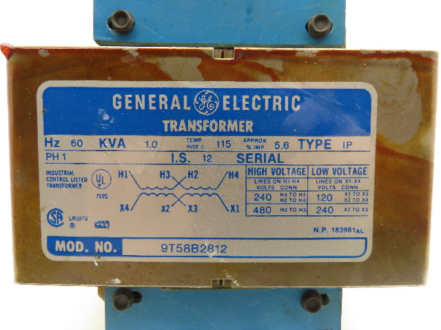 General Electric 9T58B2812 Industrial Control Transformer 1.0 KVA 240/480V 1PH
