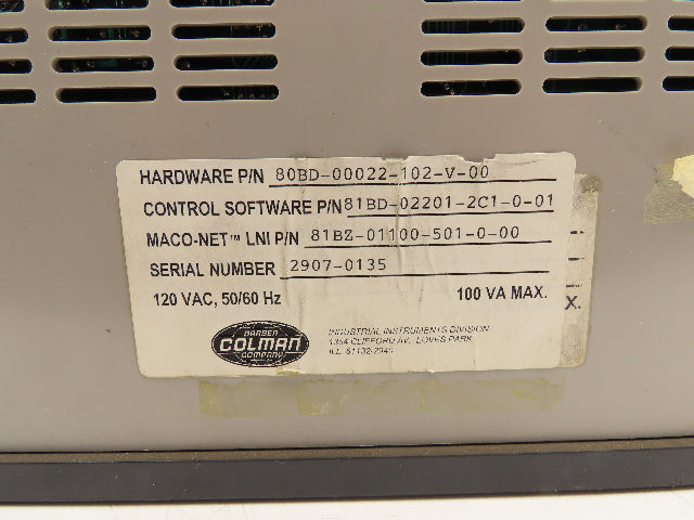 Barber Colman 80BD-00022-102-V-00 Cartridge Module Maco 8000 120VAC 100VA Max