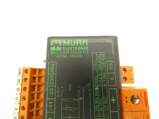 Murrelektronik 856385 Transformer 1Ph HV 208/506VAC LV 24VDC/115VAC