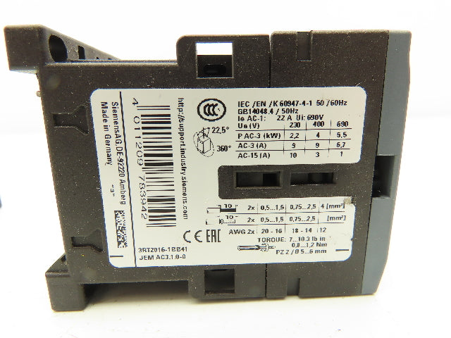 Siemens 3RT20161BB41 Power Contactor 24V Coil 600VAC 20A 3PH Lot Of 8