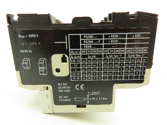 Moeller PKZMO-0.63 Circuit Breaker Motor Protector 0.4-0.63A 600VAC 3PH Lot Of 6