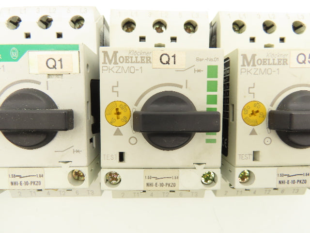Moeller PKZM0-1 Circuit Breaker Motor Protector 1A 600VAC 3PH 1/2HP Lot Of 7