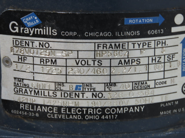 Graymills A-24254-KF Superflo Vertical Centrifugal Pump 1/2Hp 230/460V 3PH 1"NPT
