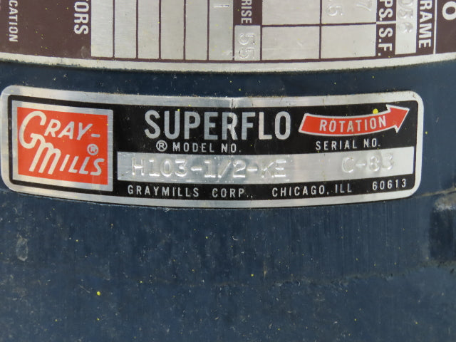 Graymills Superflo Vertical Centrifugal Pump 12 Gal Pail 1/2Hp 115V/230V 1PH
