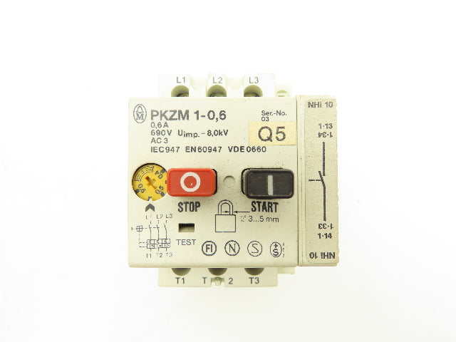 Klockner Moeller PKZM 1-0,6 Manual Motor Starter 1/2 HP 660V 3Ph Lot Of 9