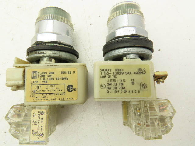 Square D 9001-KM1 Pushbutton Switch Green Series H 30mm Guarded Lot of 6