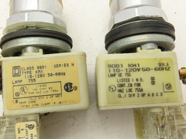 Square D 9001-KM1 Series H 30mm Guarded Button Contactor Block Mixed Lot of 8