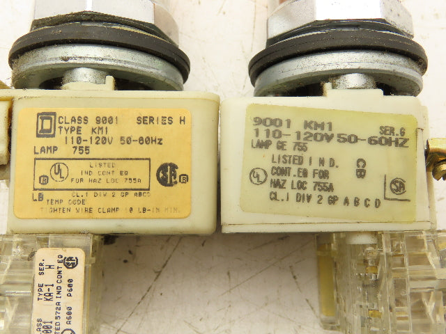 Square D 9001-KM1 Amber Guarded 30mm Push Button Switch Contactor Block Lot of 6