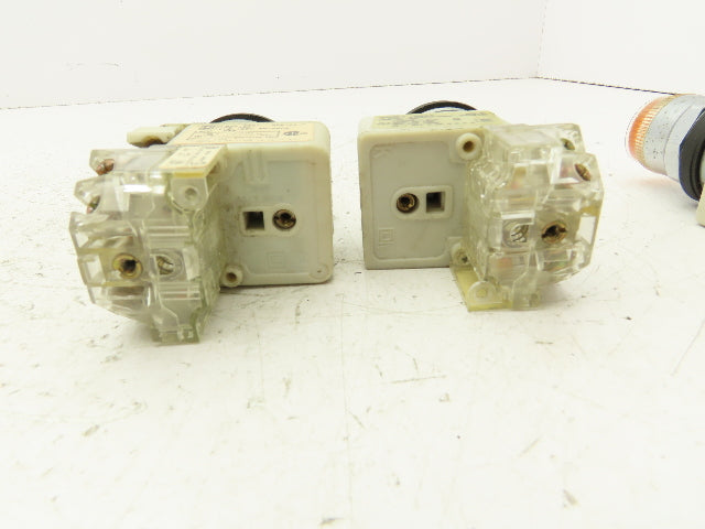 Square D 9001-KM1 Amber Guarded 30mm Push Button Switch Contactor Block Lot of 6