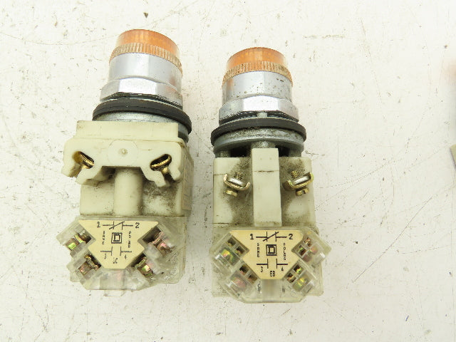 Square D 9001-KM1 Amber Guarded 30mm Push Button Switch Contactor Block Lot of 6