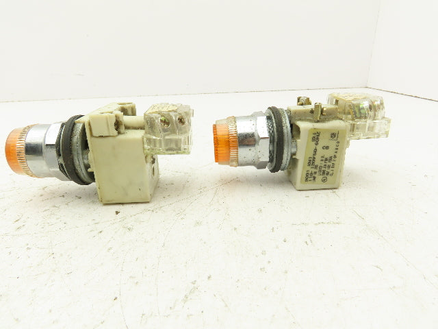 Square D 9001-KM1 Amber Guarded 30mm Push Button Switch Contactor Block Lot of 6
