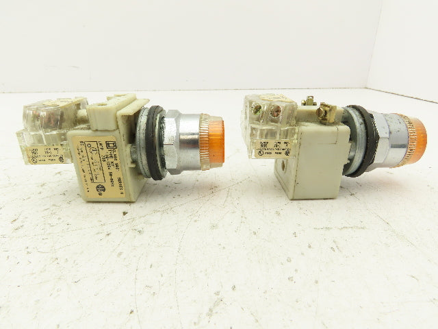 Square D 9001-KM1 Amber Guarded 30mm Push Button Switch Contactor Block Lot of 6