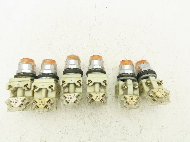 Square D 9001-KM1 Amber Guarded 30mm Push Button Switch Contactor Block Lot of 6