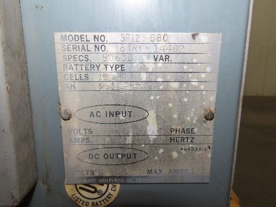 Hobart 3R12-680 Forklift Battery Charger 24V 551-680AH 230/460V 3Ph
