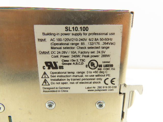 Puls SL10.100 Power Supply 100-120/220-240VAC 24VDC 10A