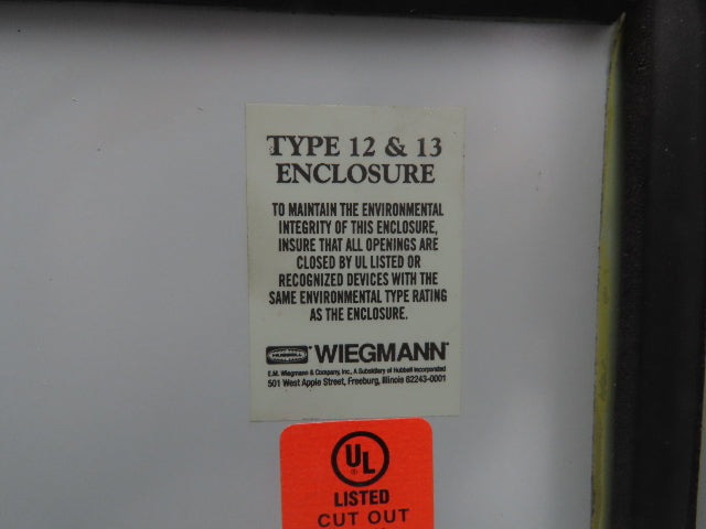 Wiegmann B121008CH Electrical Enclosure JIC Control Panel 12x10x8" Wall Mount