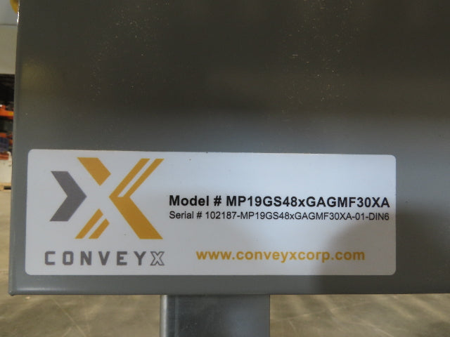 ConveyX 52"x 20' MDR Motorized Roller Conveyor 48"BF Manual Drive-Thru Gate 115V