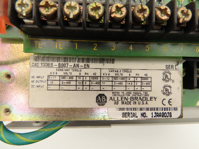 Allen Bradley 1336S-B007-AN-EN Variable Frequency AC Drive 7.5Hp 480V 3PH VFD