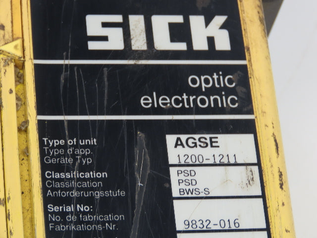 Sick Optic AGSE 1200-1211 Safety Light Curtain Receiver 1183mm x 6m