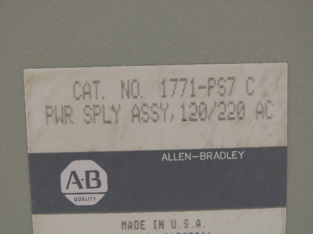 Allen Bradley 1771-PS7 Power Supply Ser C 120/220VAC In 5/15/24VDC Out Lot of 2